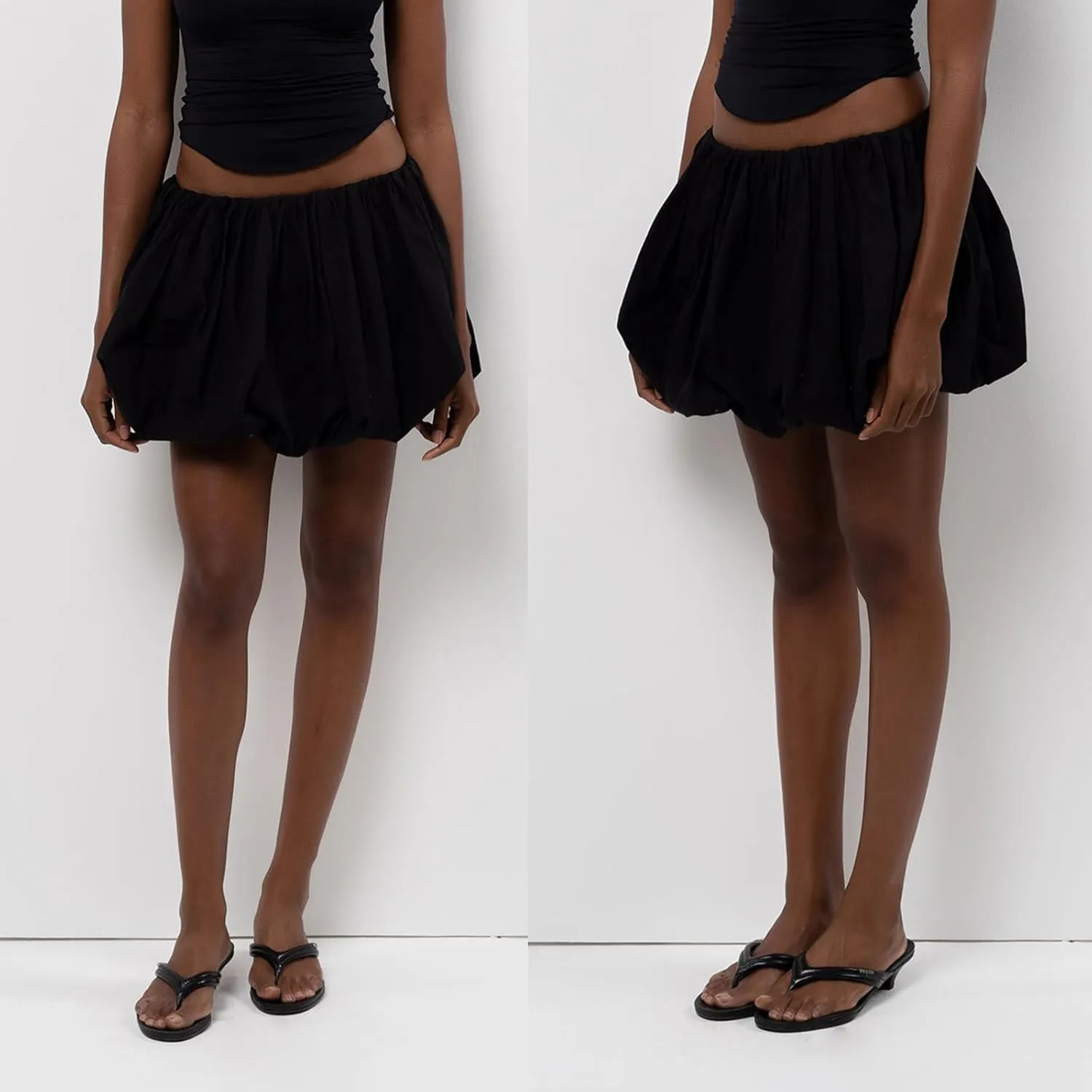 ICNGLKSND Womens Y2K Bubble Skirt High Waist Ruffle Hem Pleated A line Mini Skirt Punk Style Chic Outwear Party Dress