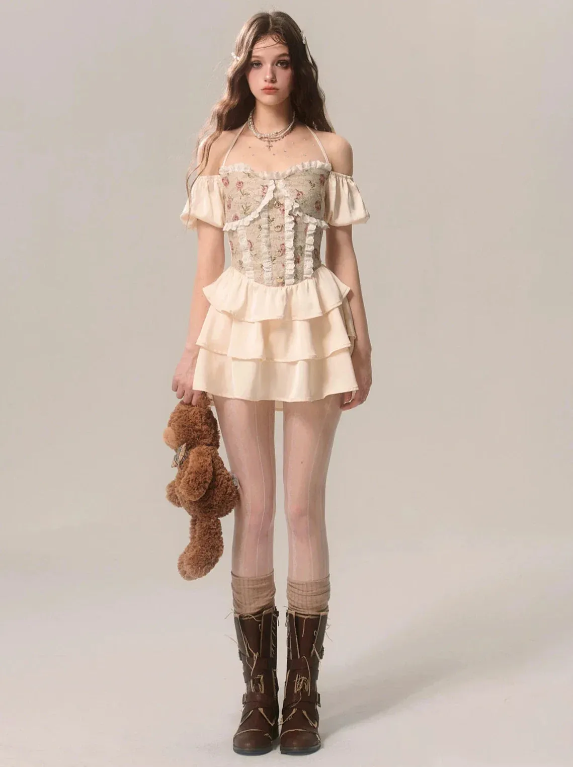Jacquard Baroque Off-Shoulder Dress Princess
