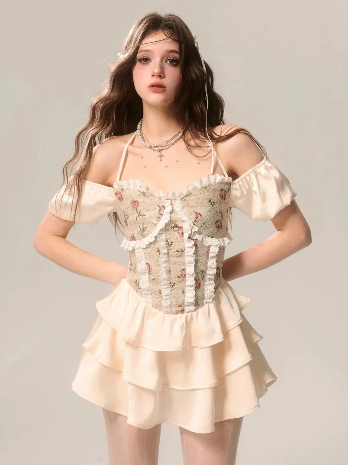 Jacquard Baroque Off-Shoulder Dress Princess