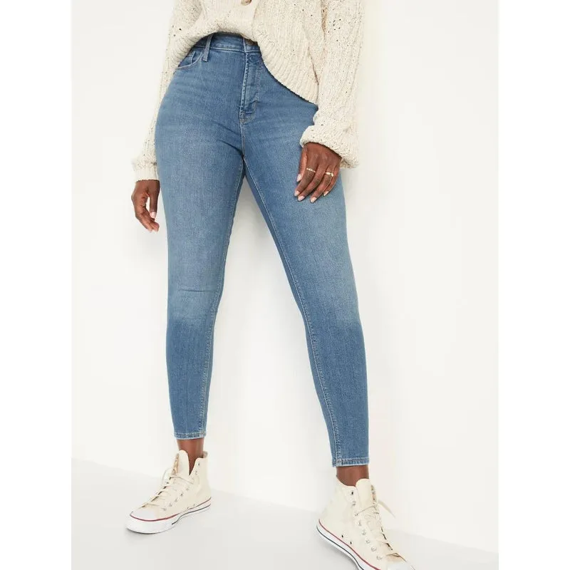 Ladies High Rise Super Skinny Super Stretchy Strong Denim Jeans | Plain | "Samina"