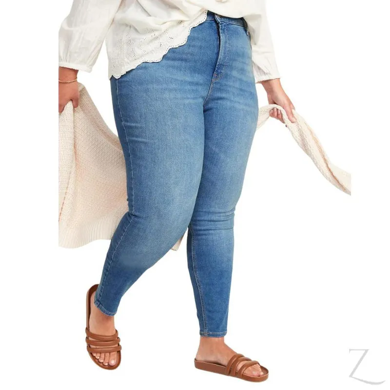 Ladies High Rise Super Skinny Super Stretchy Strong Denim Jeans | Plain | "Samina"