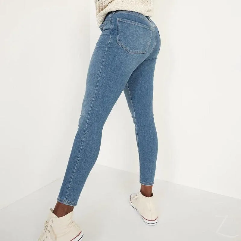 Ladies High Rise Super Skinny Super Stretchy Strong Denim Jeans | Plain | "Samina"