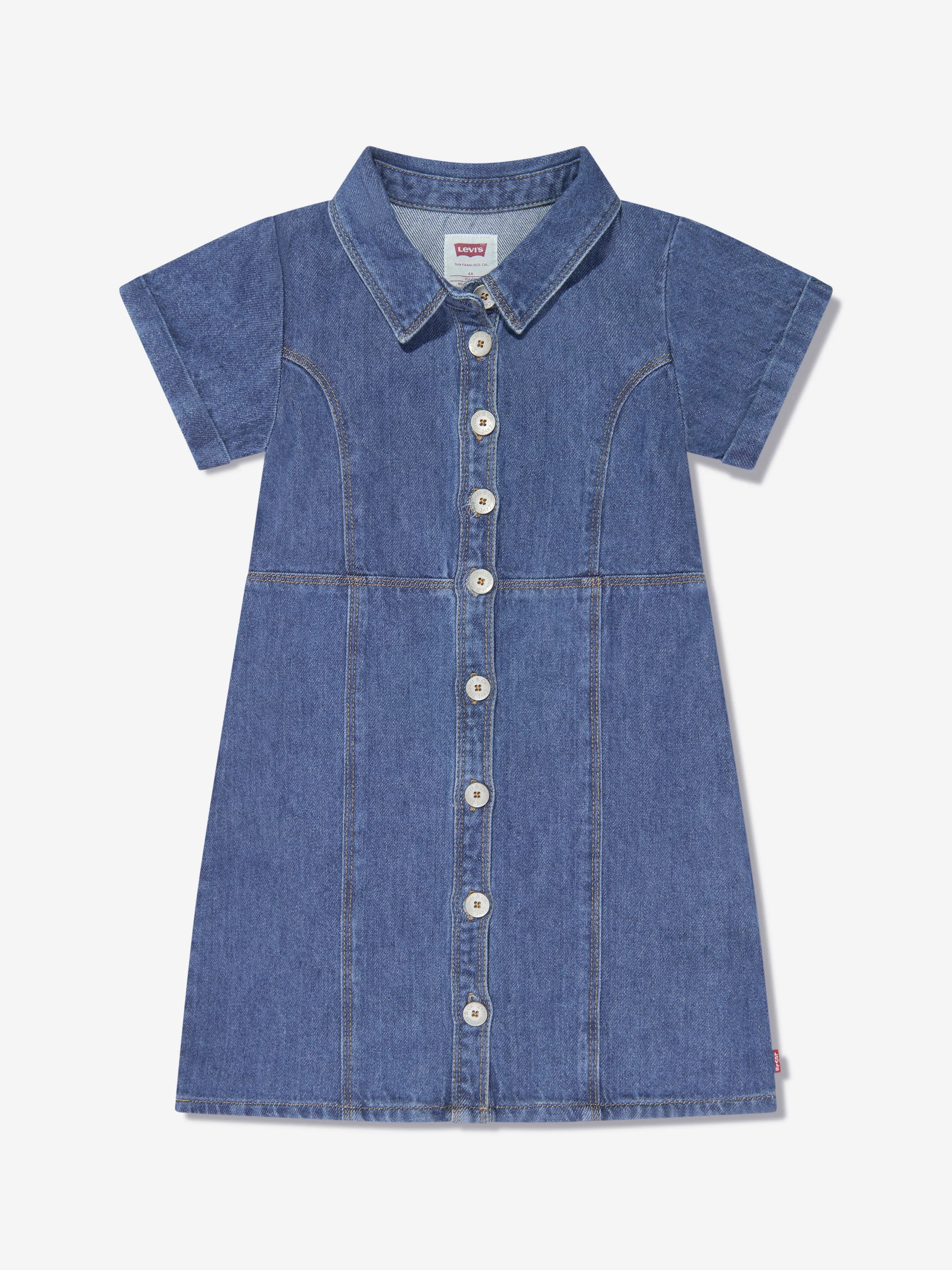 Levi's Wear Girls Button Front Denim Dress in Blue
