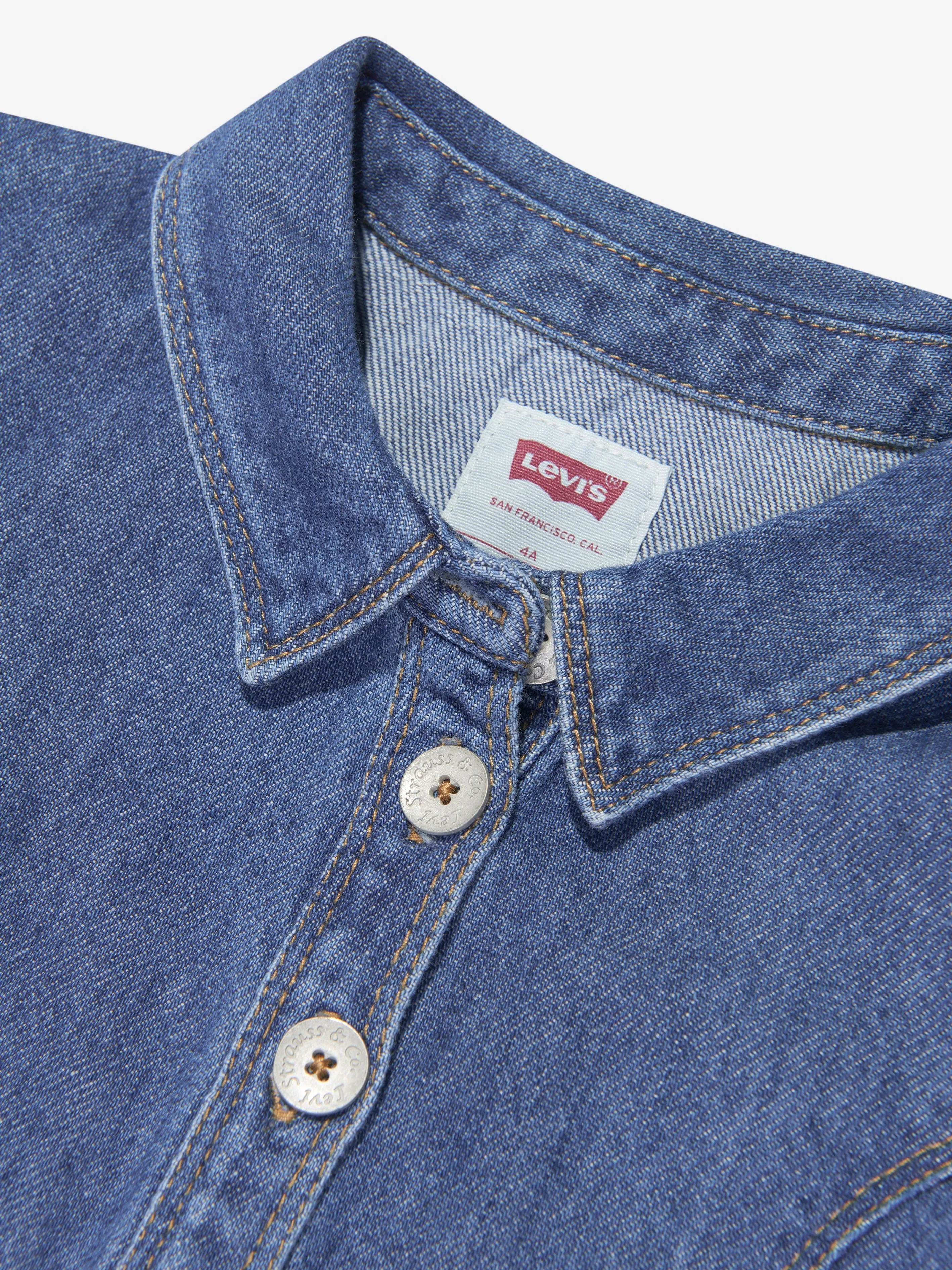 Levi's Wear Girls Button Front Denim Dress in Blue