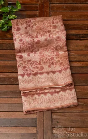 Light Brown semi  banarasi silk saree with  floral design