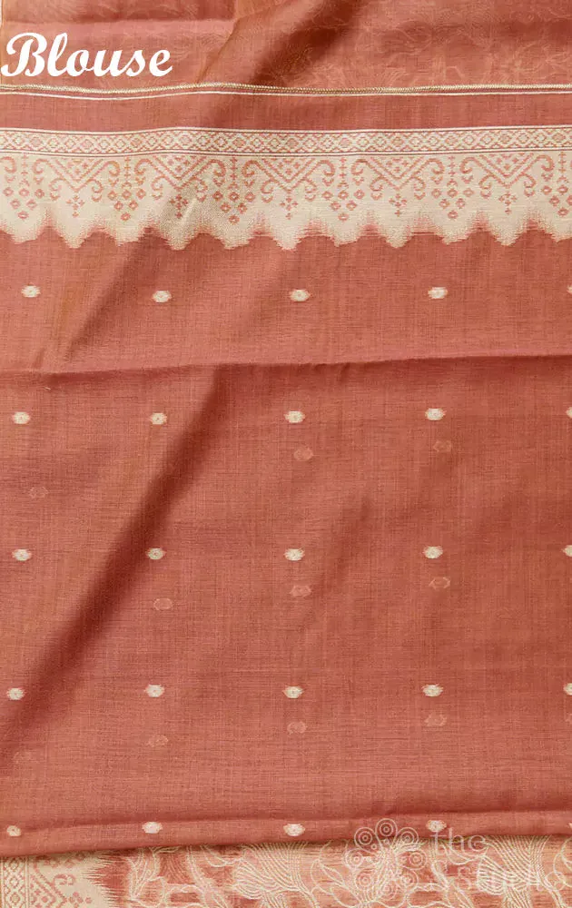 Light Brown semi  banarasi silk saree with  floral design