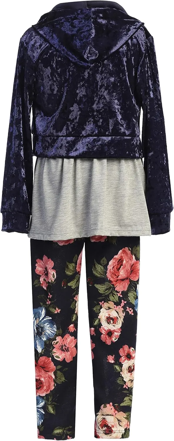 Little Girl Jackets Necklace Shirt Tank Pant Legging Girls 4 Pieces Clothing Set
