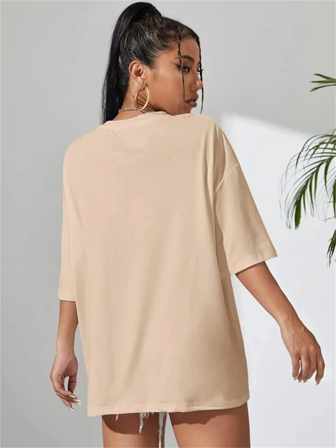 LOFAAC Women Cute Floral Print Drop Shoulder Oversized T-Shirt Casual Preppy Short Sleeve Crewneck Loose Tee Top 90s