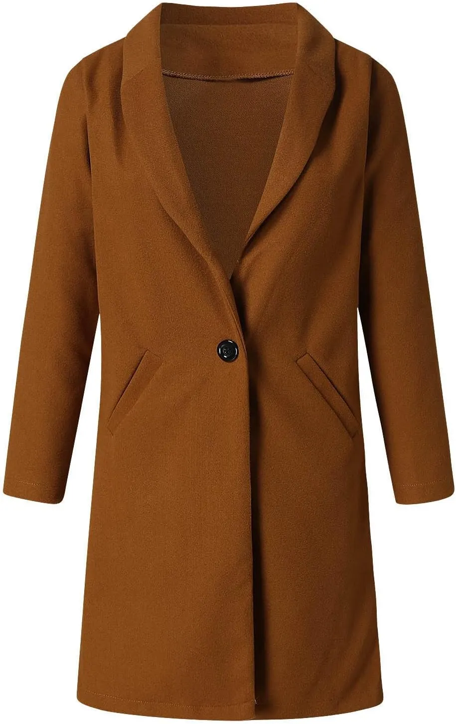 Long Trench Coat for Women Casual Button Down Jackets Trendy Lapel Neck Casual Jacket Fall 2023 Outerwear