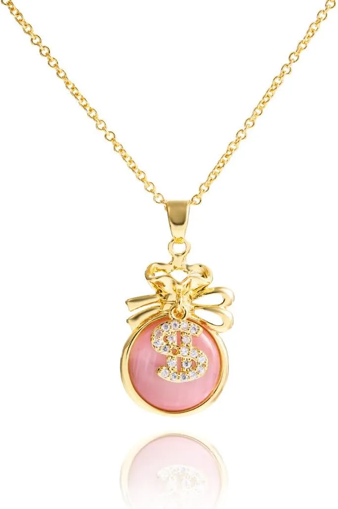 Lucky Bag Necklace for Women Fu Money Bag Pendant 18K Gold Plated Brass Lucky Charms Jewelry Minimalist Collar Chain Gifts