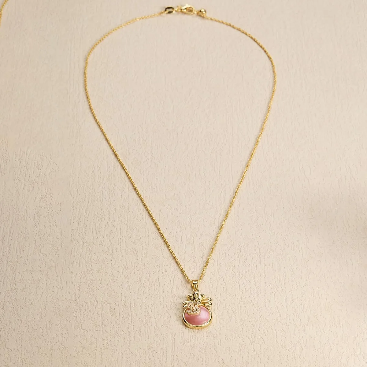 Lucky Bag Necklace for Women Fu Money Bag Pendant 18K Gold Plated Brass Lucky Charms Jewelry Minimalist Collar Chain Gifts