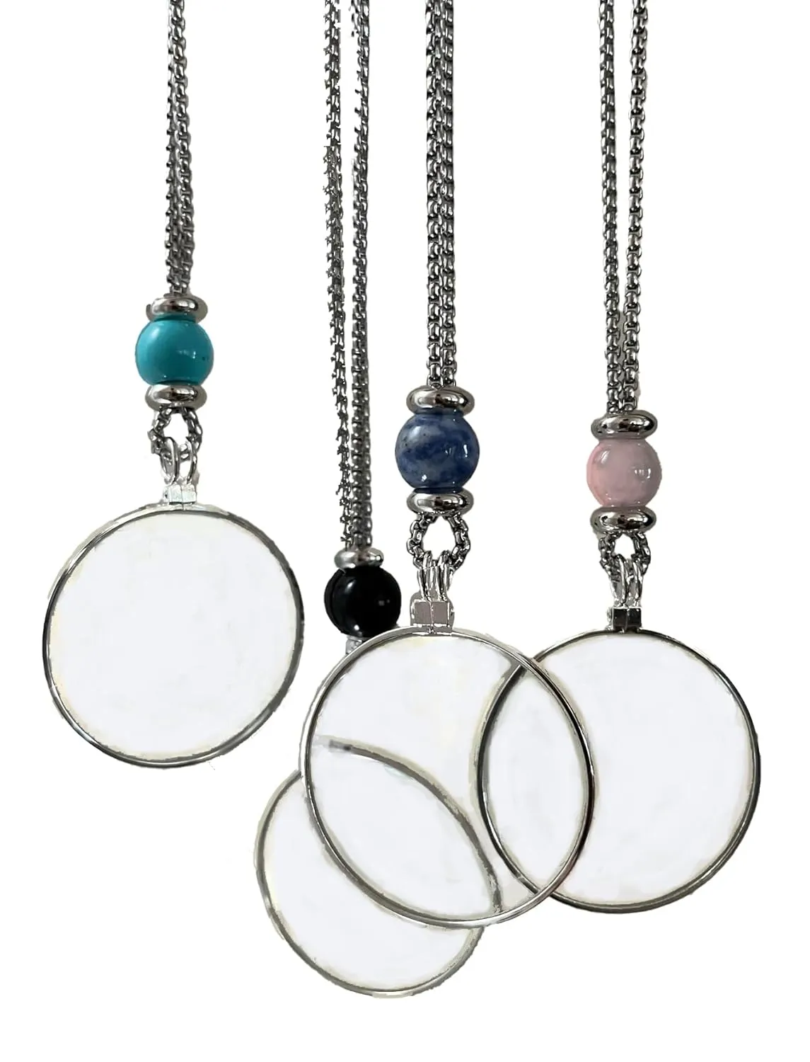 Magnifying Glass Necklace with Gemstone Crystal, Adjustable slide chain! FREE SHIPPING!