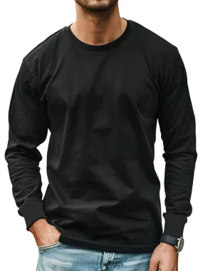 Men's Black Casual Round Neck Long Sleeve T-Shirt