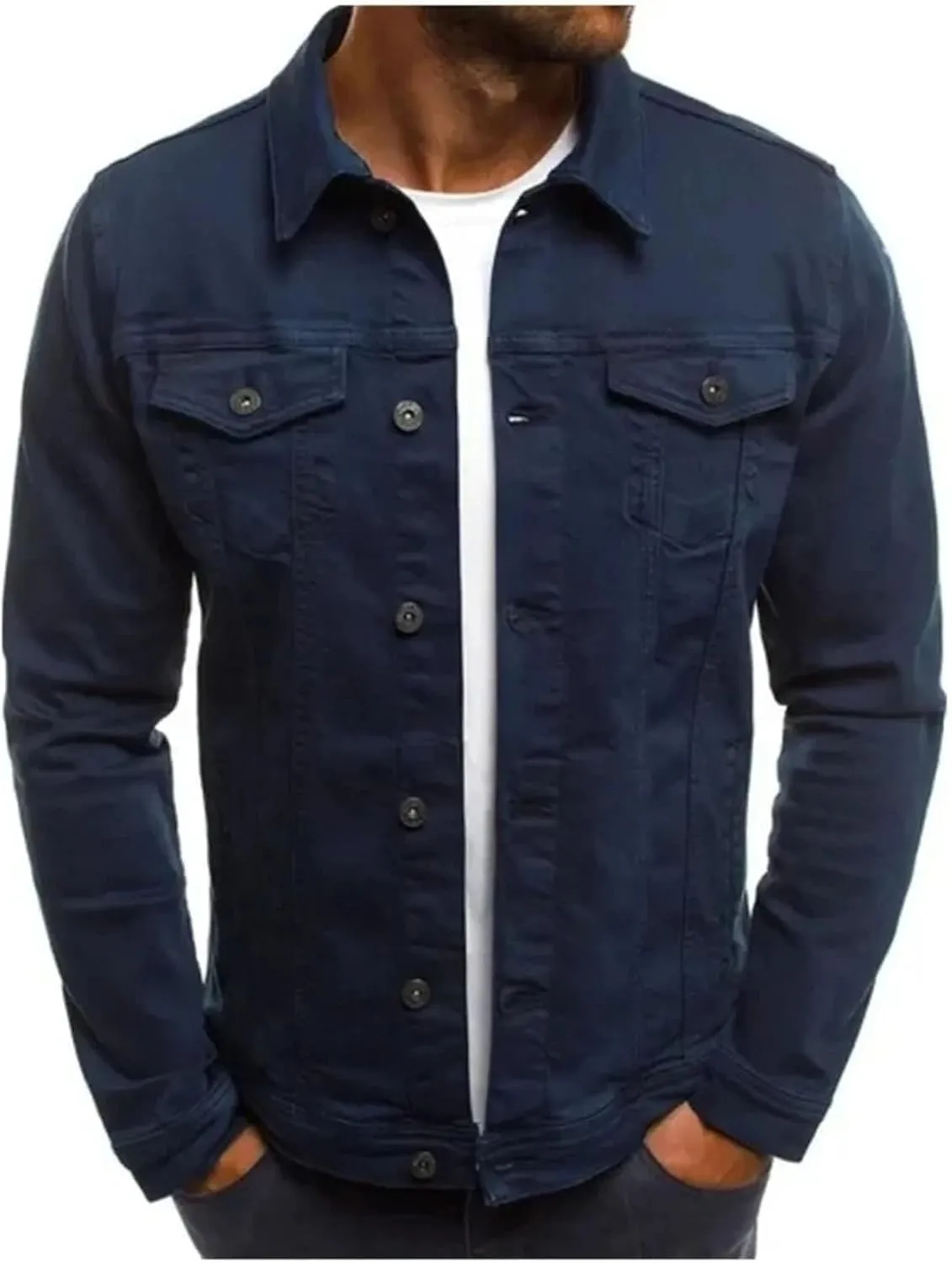 Men's Casual Denim Jacket Men Classic Slim Cowboy Jean Coat Lightweight Sport Denim Coats