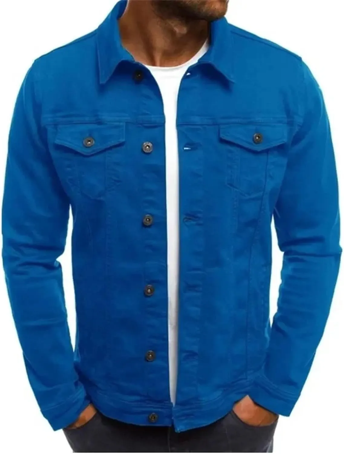 Men's Casual Denim Jacket Men Classic Slim Cowboy Jean Coat Lightweight Sport Denim Coats