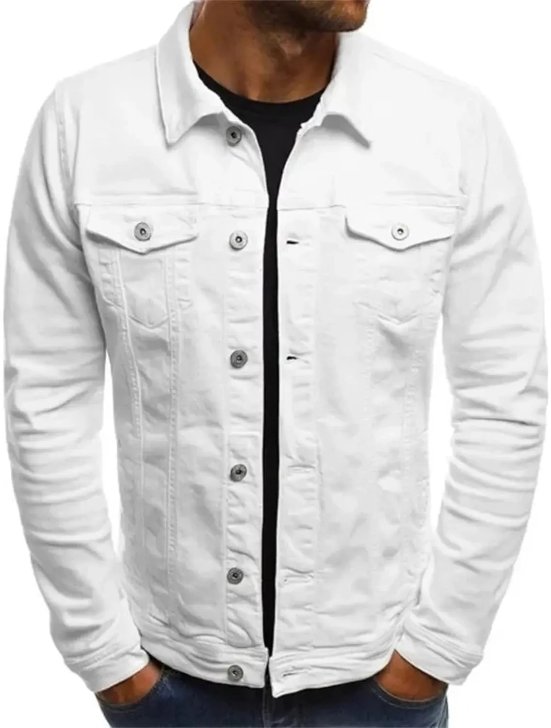 Men's Casual Denim Jacket Men Classic Slim Cowboy Jean Coat Lightweight Sport Denim Coats