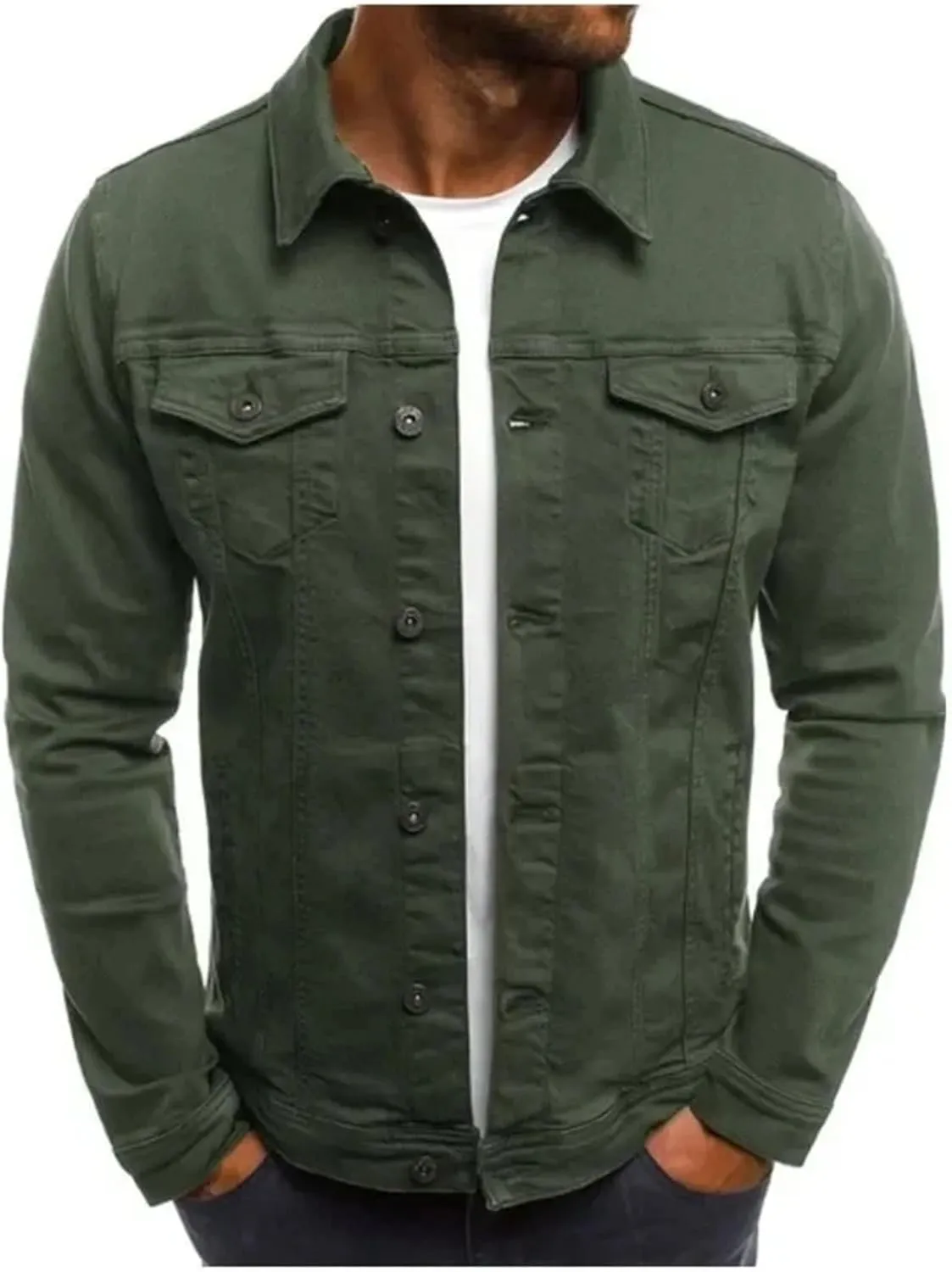 Men's Casual Denim Jacket Men Classic Slim Cowboy Jean Coat Lightweight Sport Denim Coats
