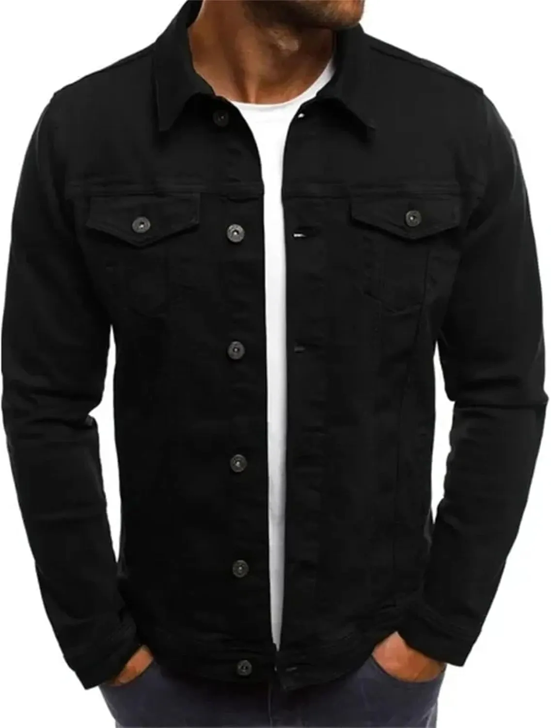 Men's Casual Denim Jacket Men Classic Slim Cowboy Jean Coat Lightweight Sport Denim Coats