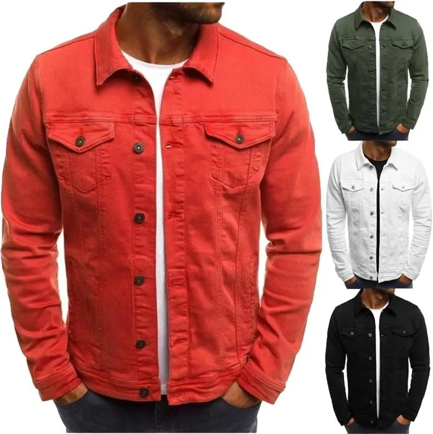 Men's Casual Denim Jacket Men Classic Slim Cowboy Jean Coat Lightweight Sport Denim Coats