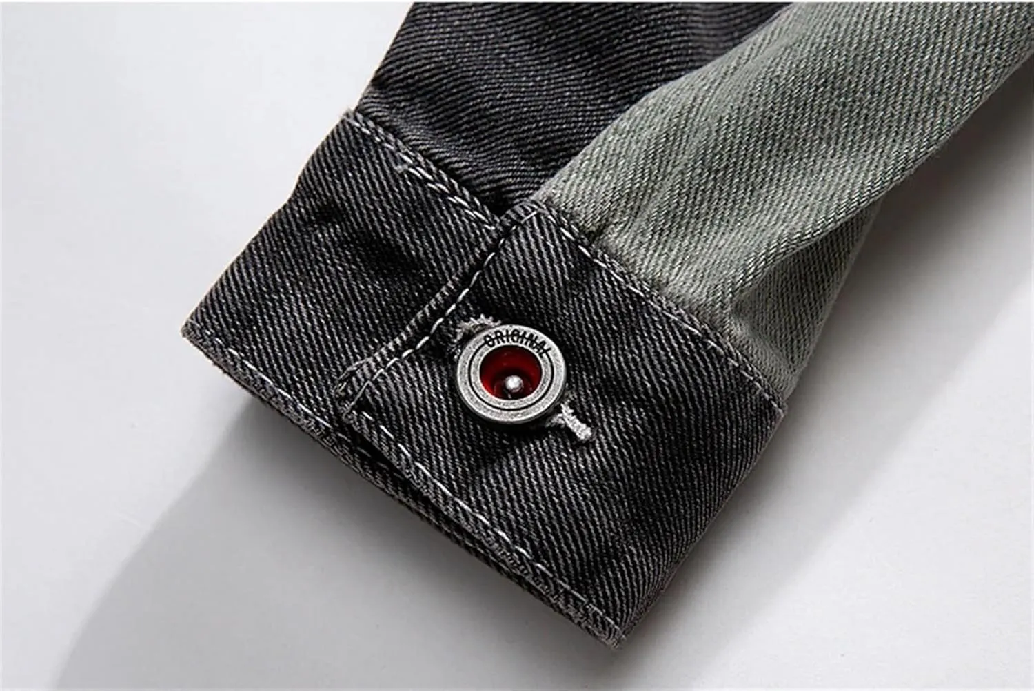 Men's Denim Jacket Men Spliced Color Blocking Spring Jean Jacket Classic Casual Denim Coat