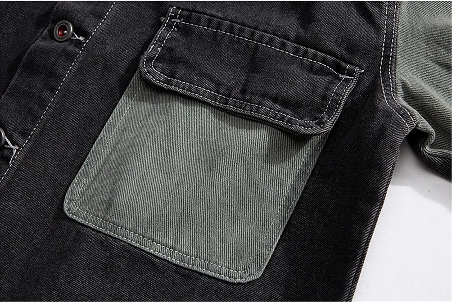 Men's Denim Jacket Men Spliced Color Blocking Spring Jean Jacket Classic Casual Denim Coat
