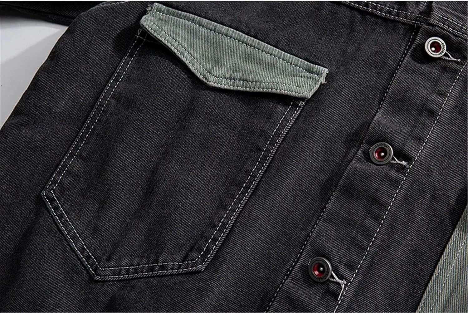 Men's Denim Jacket Men Spliced Color Blocking Spring Jean Jacket Classic Casual Denim Coat