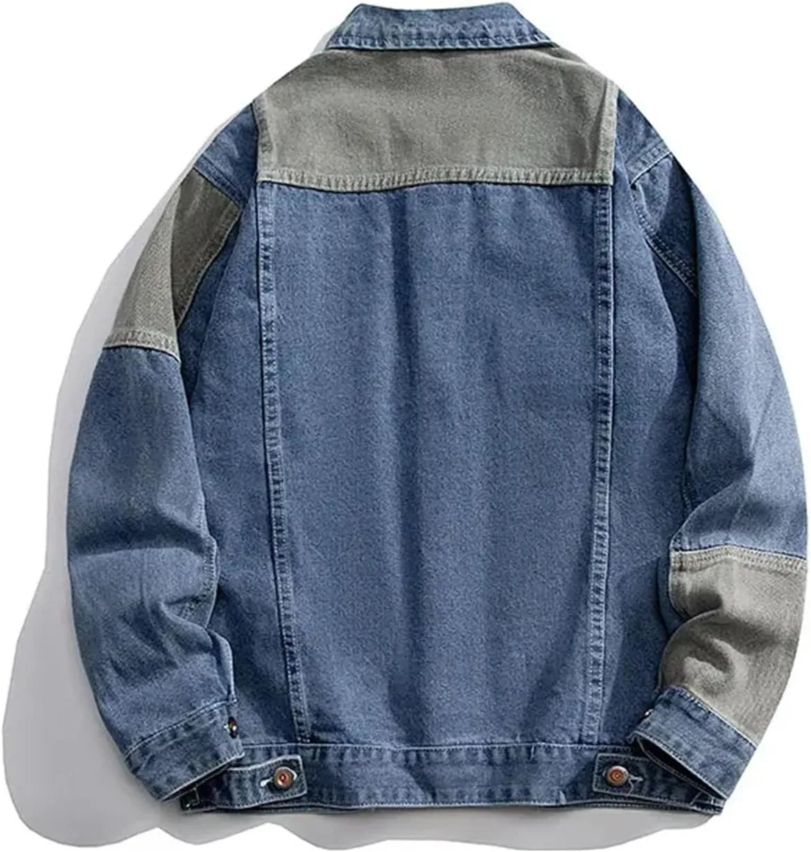 Men's Denim Jacket Men Spliced Color Blocking Spring Jean Jacket Classic Casual Denim Coat