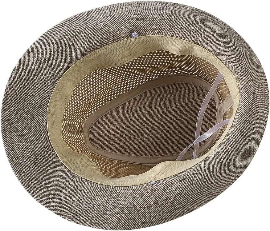 Mesh Fedora Sun Hats Short Brim Unisex Trilby Panama Jazz Beach Hat Summer UPF50  Vintage 1920s Anti-UV Cap with Band