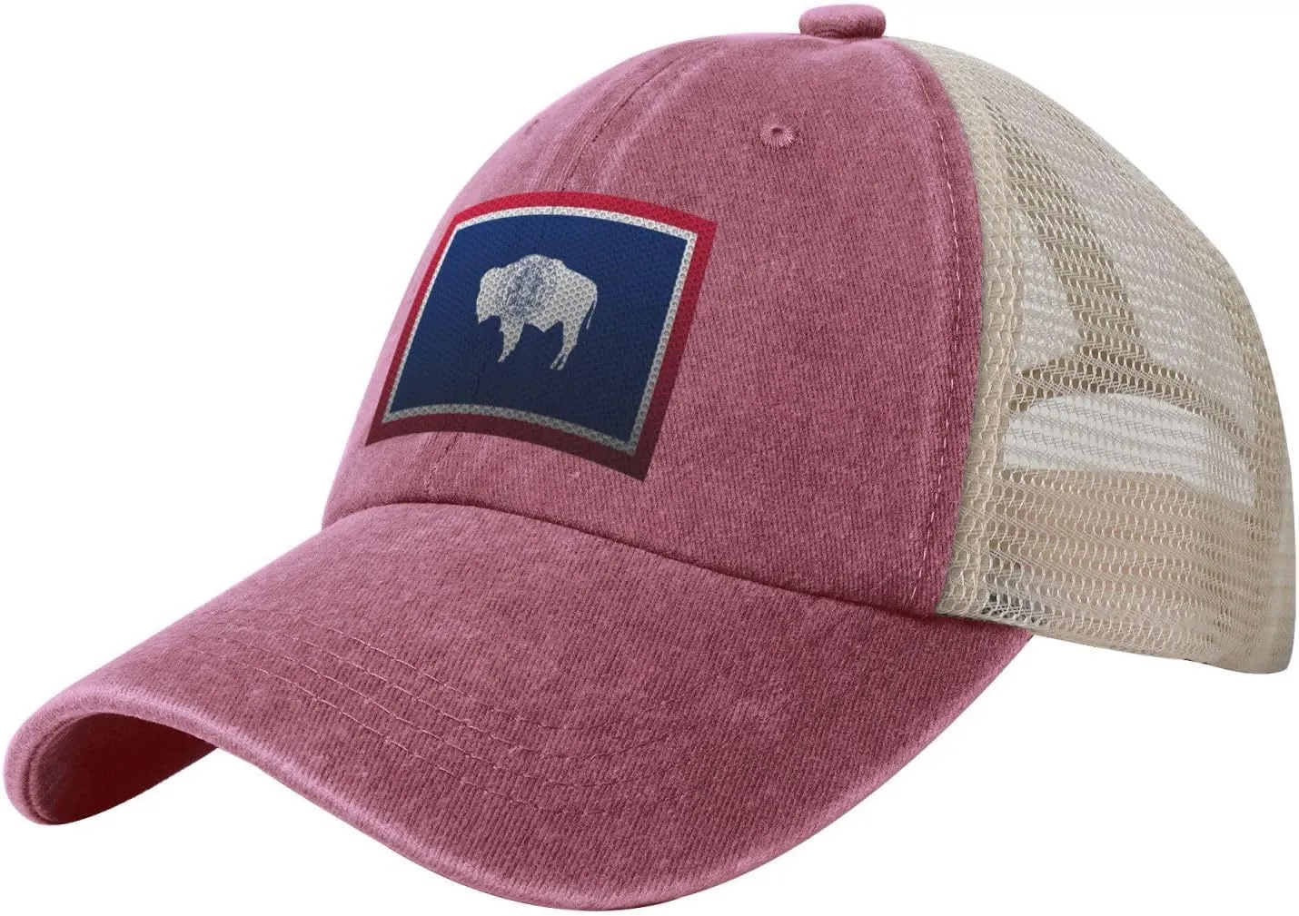 Mesh Style Flag of Wyoming Baseball Cap Women Men Mesh-Back Hat Retro Trucker Hats Sun Hat