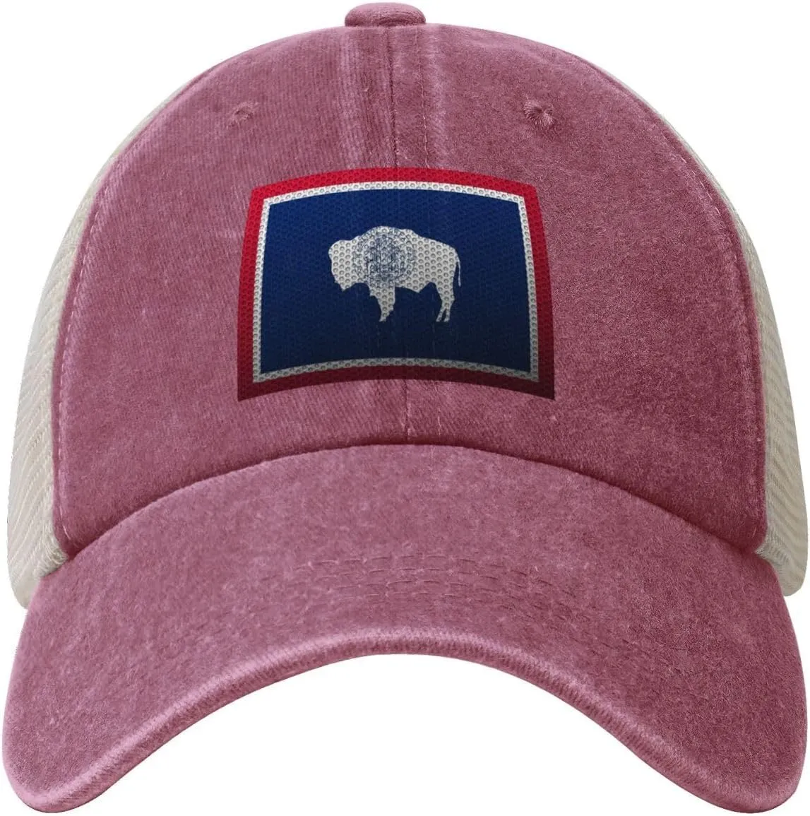 Mesh Style Flag of Wyoming Baseball Cap Women Men Mesh-Back Hat Retro Trucker Hats Sun Hat