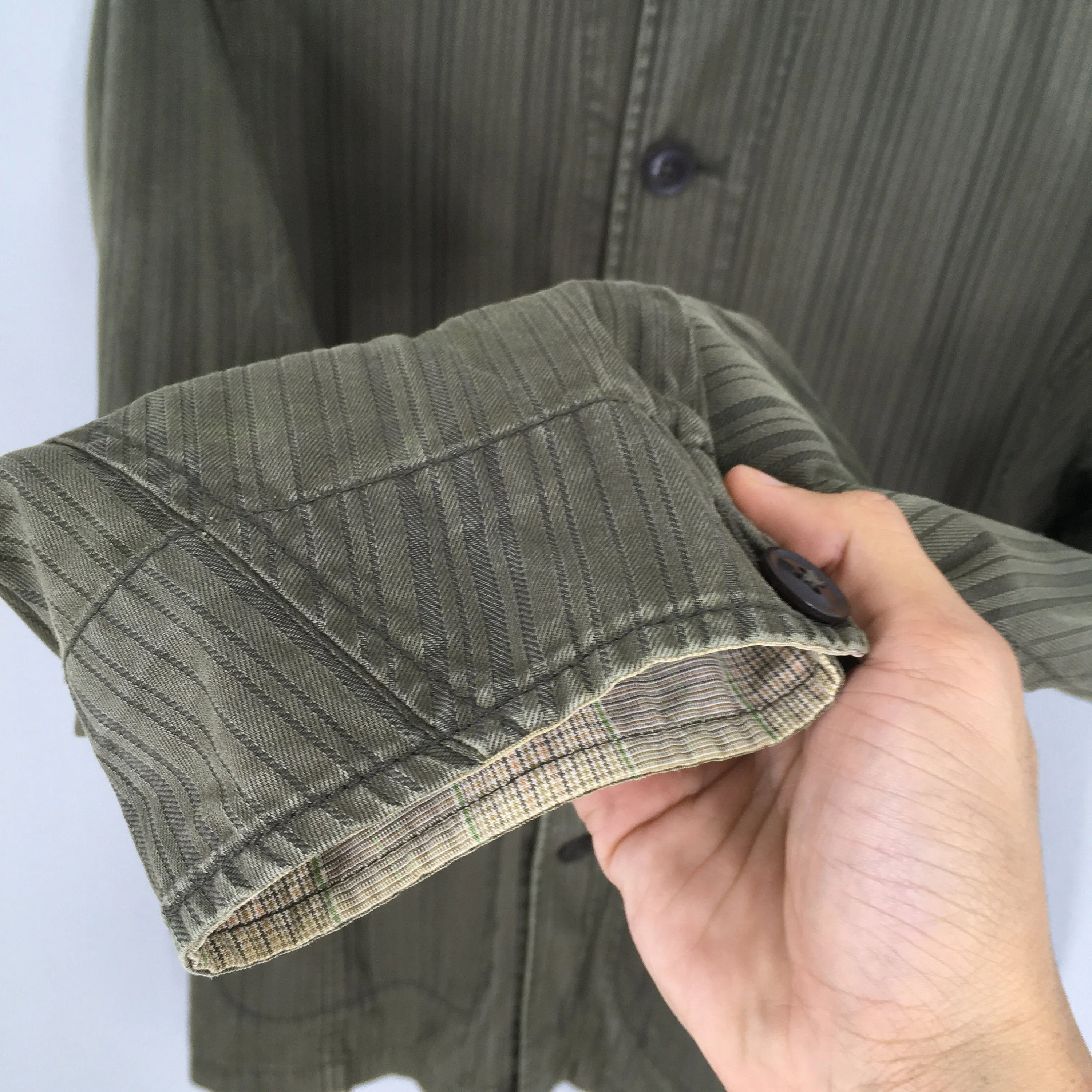 Michel Klein Olive Green Jeans Jacket Labour Medium