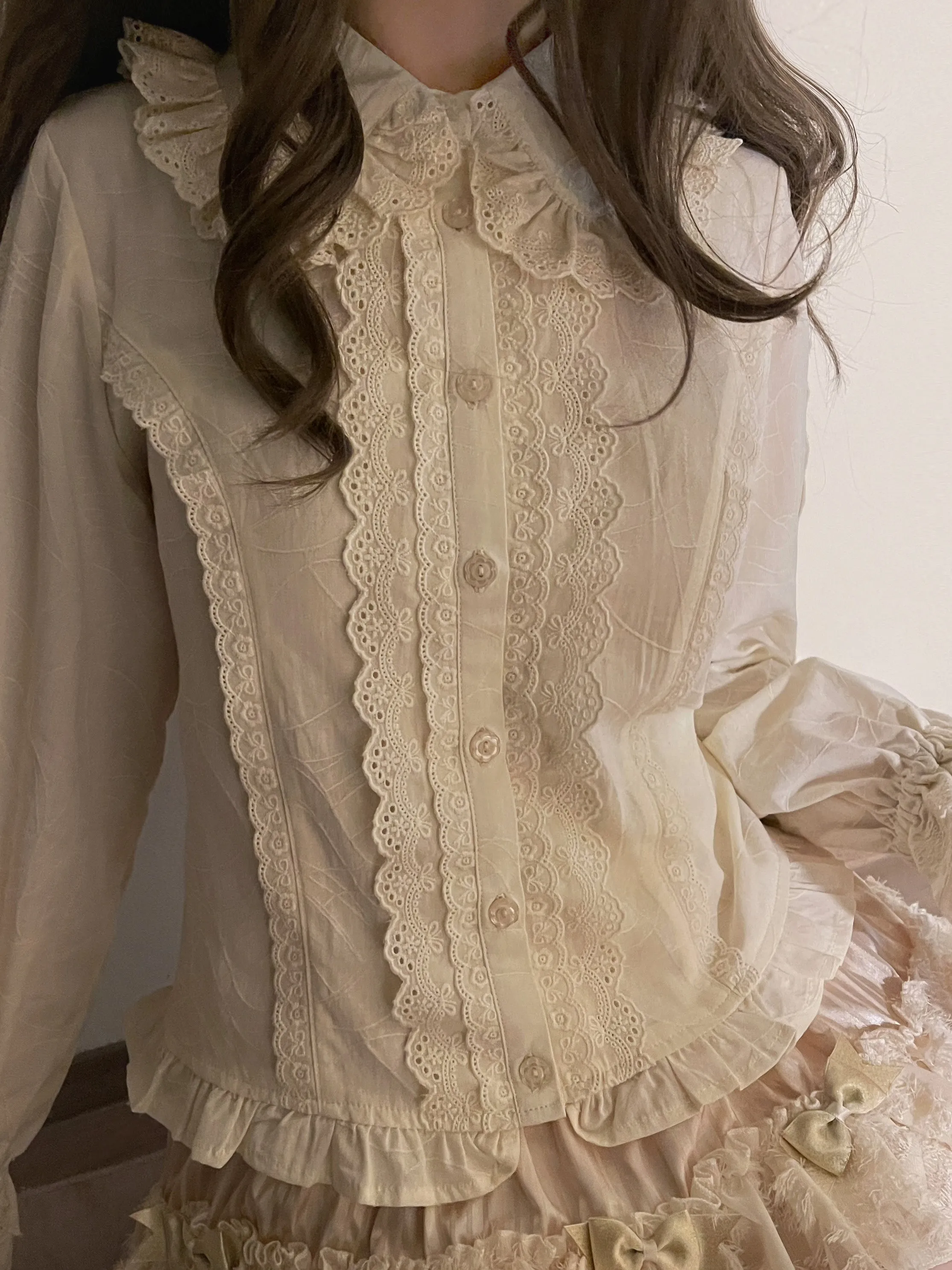 MIST~Lily~Kawaii Lolita Blouse Soft Girl Bubble Puff Sleeve
