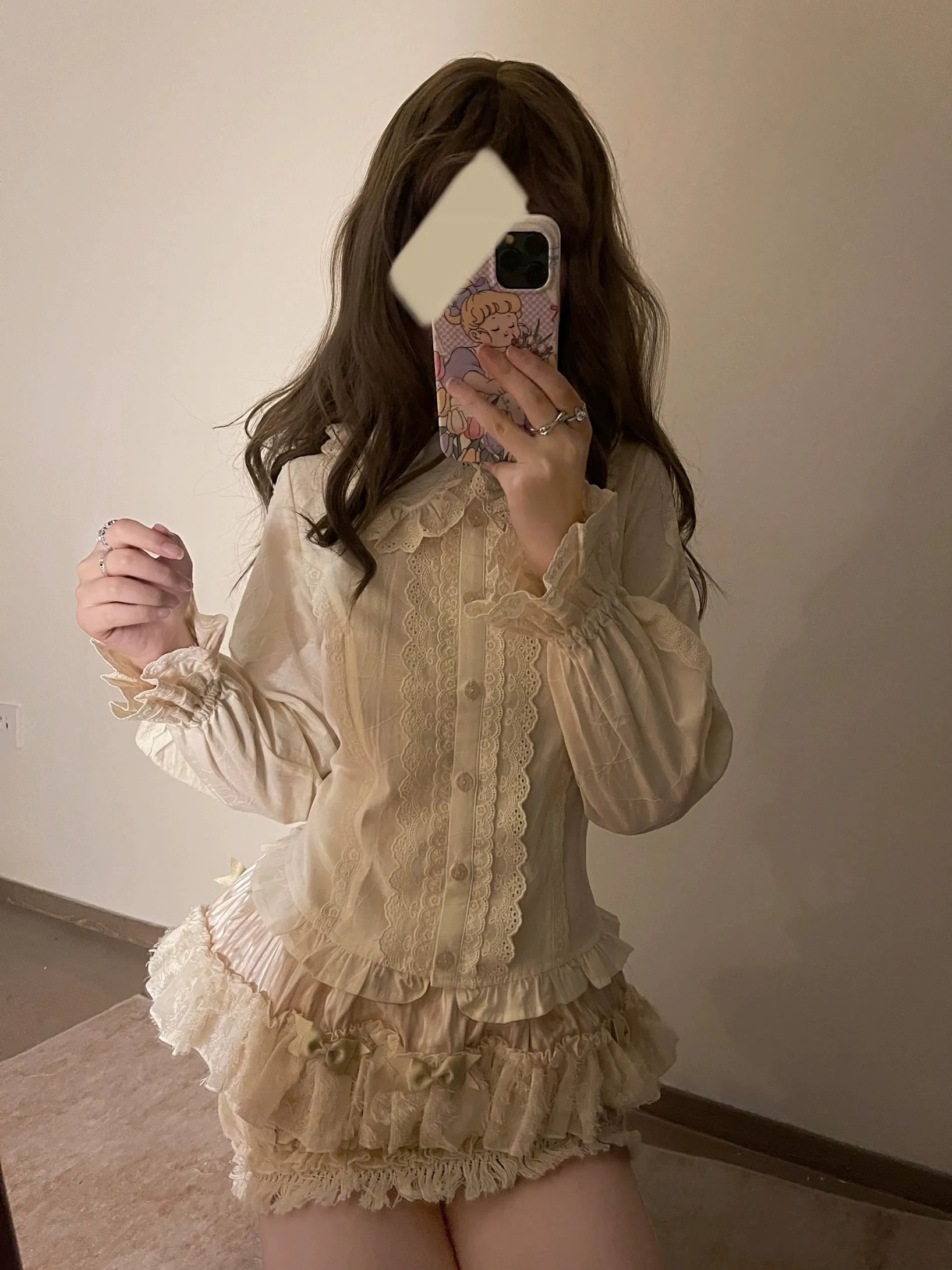 MIST~Lily~Kawaii Lolita Blouse Soft Girl Bubble Puff Sleeve