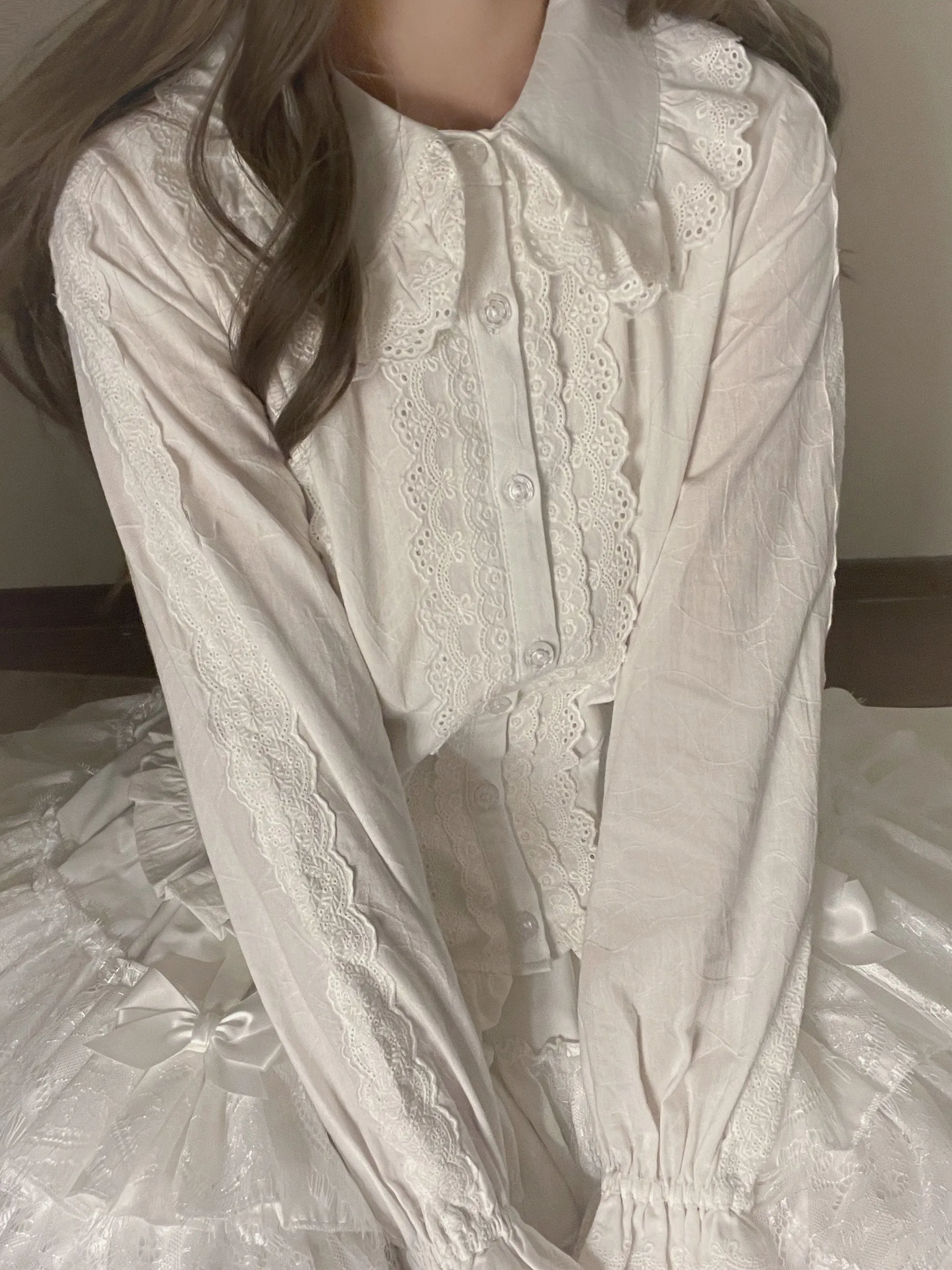 MIST~Lily~Kawaii Lolita Blouse Soft Girl Bubble Puff Sleeve