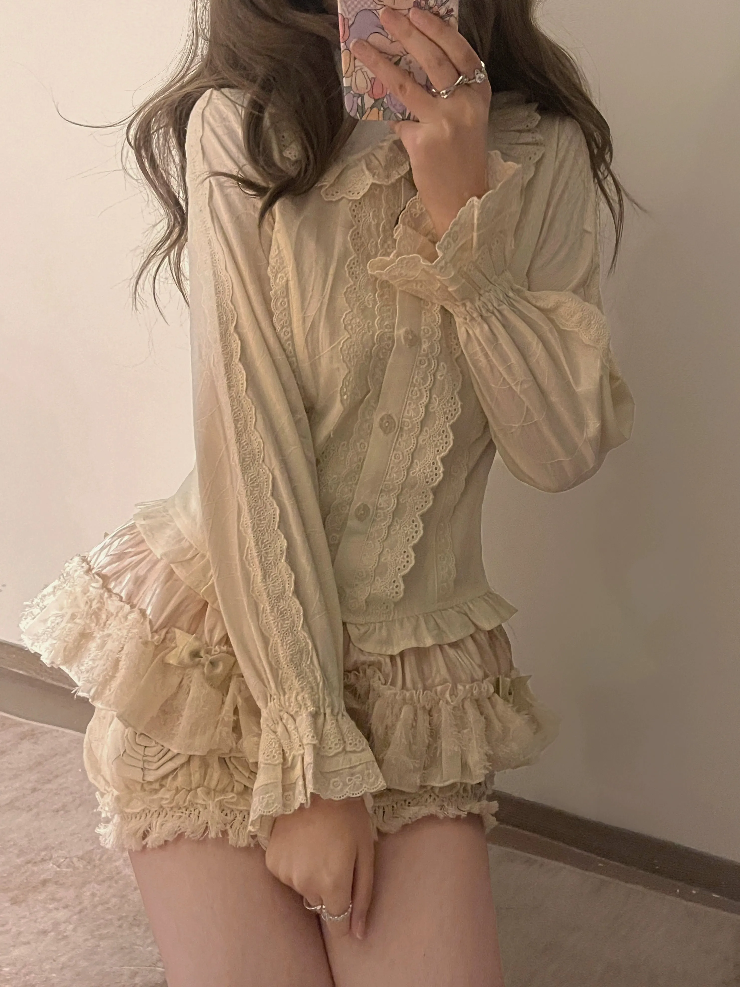MIST~Lily~Kawaii Lolita Blouse Soft Girl Bubble Puff Sleeve