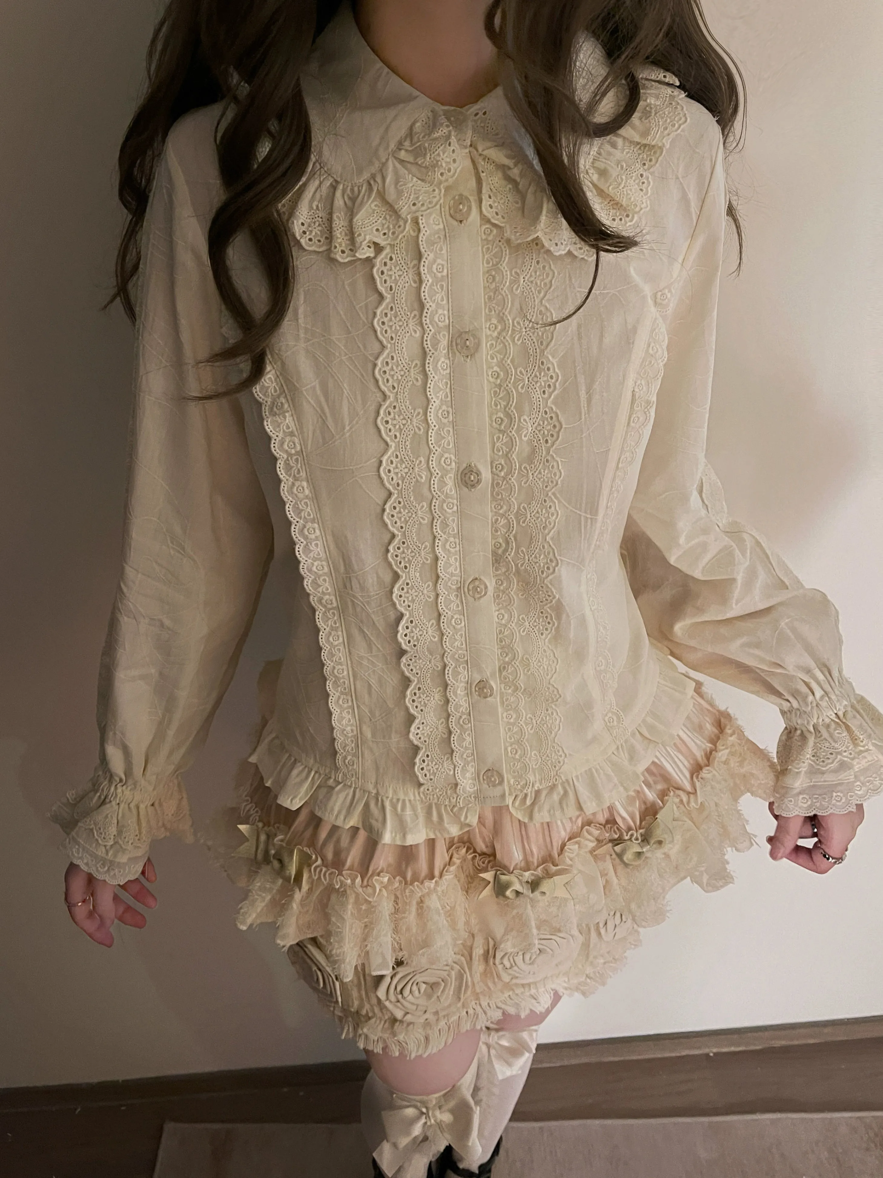 MIST~Lily~Kawaii Lolita Blouse Soft Girl Bubble Puff Sleeve
