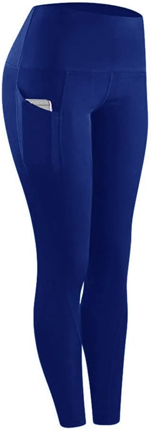 Mmoneyake Women's High Waist Yoga Leggings with Pockets Tummy Control Workout Running Pants Compression Buttery Soft Leggings