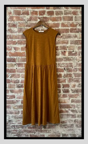 Mustard Midi Dress with Pockets