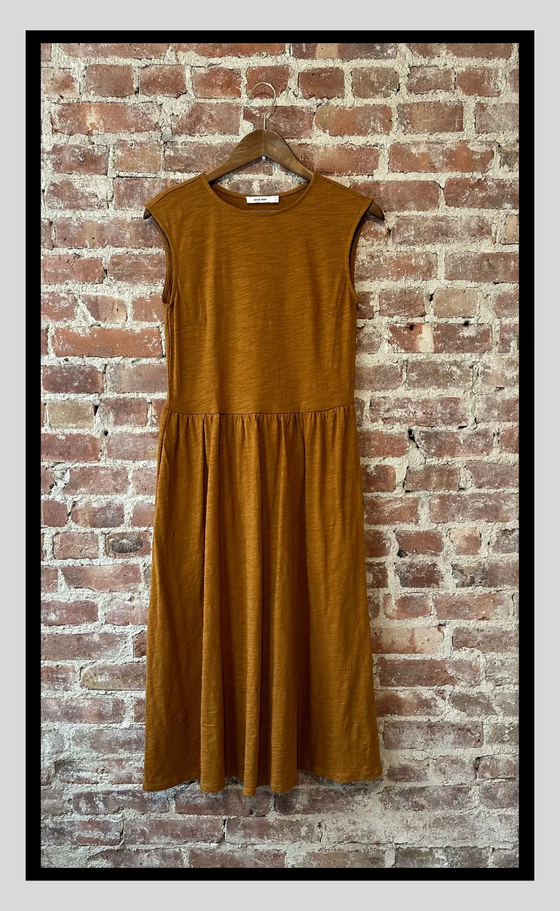 Mustard Midi Dress with Pockets