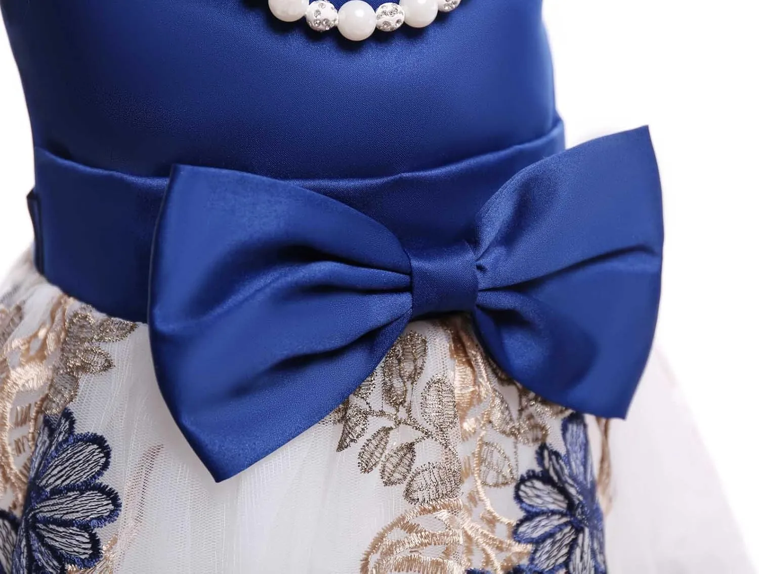 NSSMWTTC 2-9T Flower Girls Wedding Embroidery Dresses Toddler Christmas Easter Pgeant Dress with Necklace