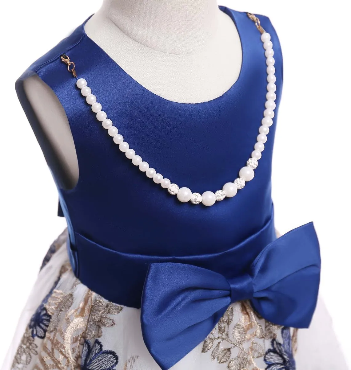 NSSMWTTC 2-9T Flower Girls Wedding Embroidery Dresses Toddler Christmas Easter Pgeant Dress with Necklace
