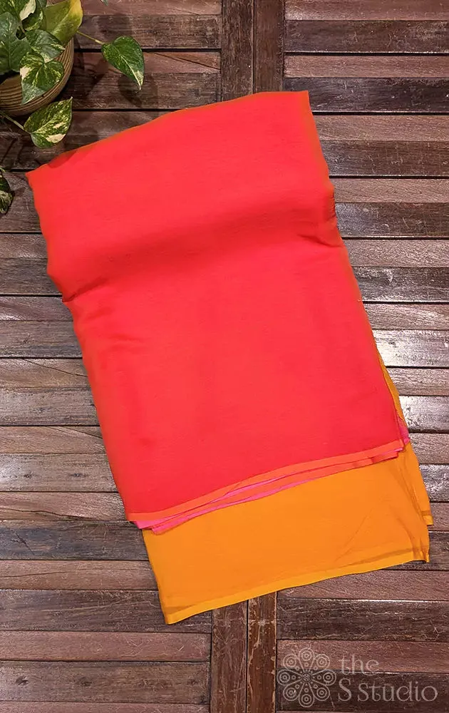 Orange and red chiffon saree