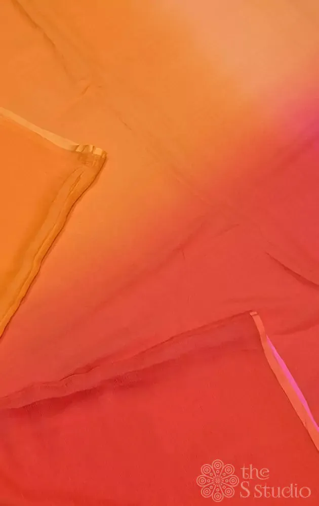 Orange and red chiffon saree