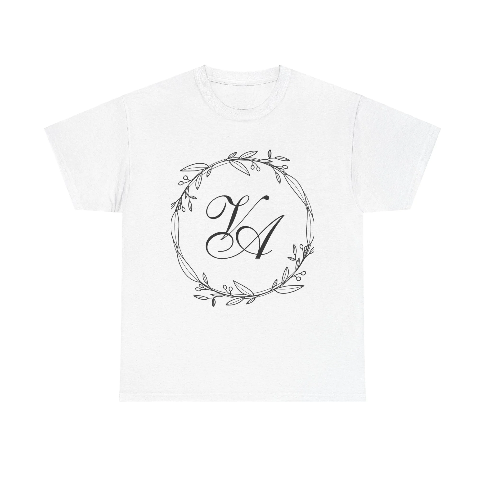 Personalized Monogram Wreath Unisex Heavy Cotton Tee