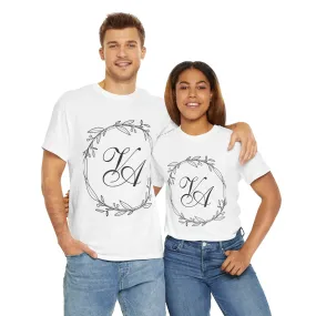 Personalized Monogram Wreath Unisex Heavy Cotton Tee