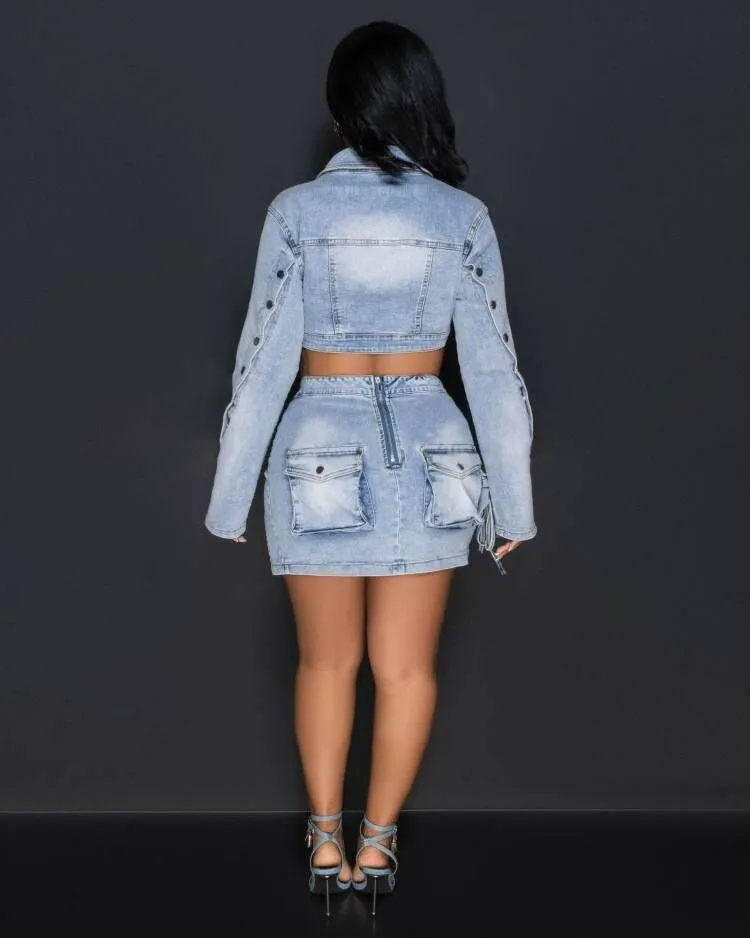 Pleasure Seeker Bottom Down Denim Jacket