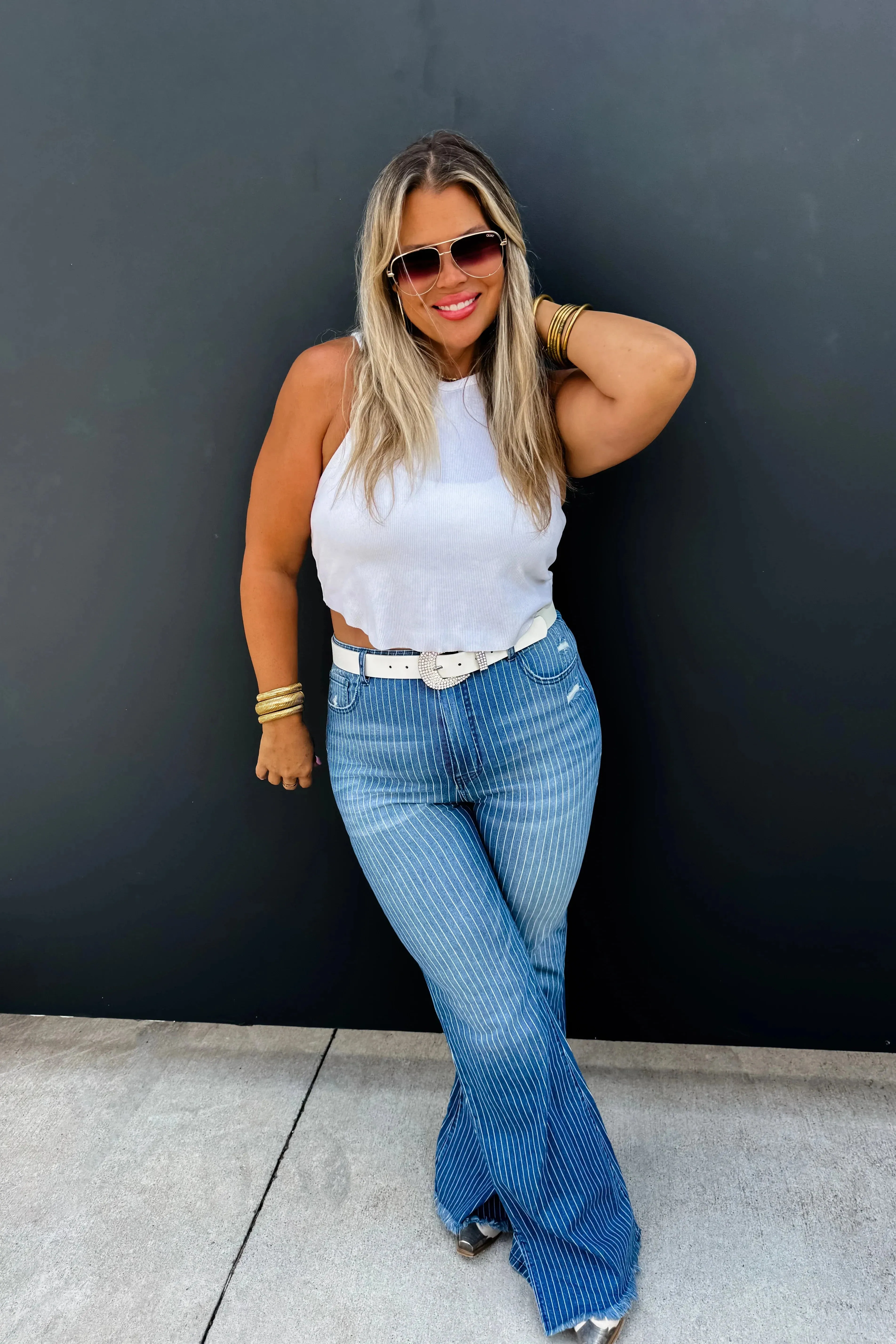 PREORDER: Take Sides Pinstripe Jeans