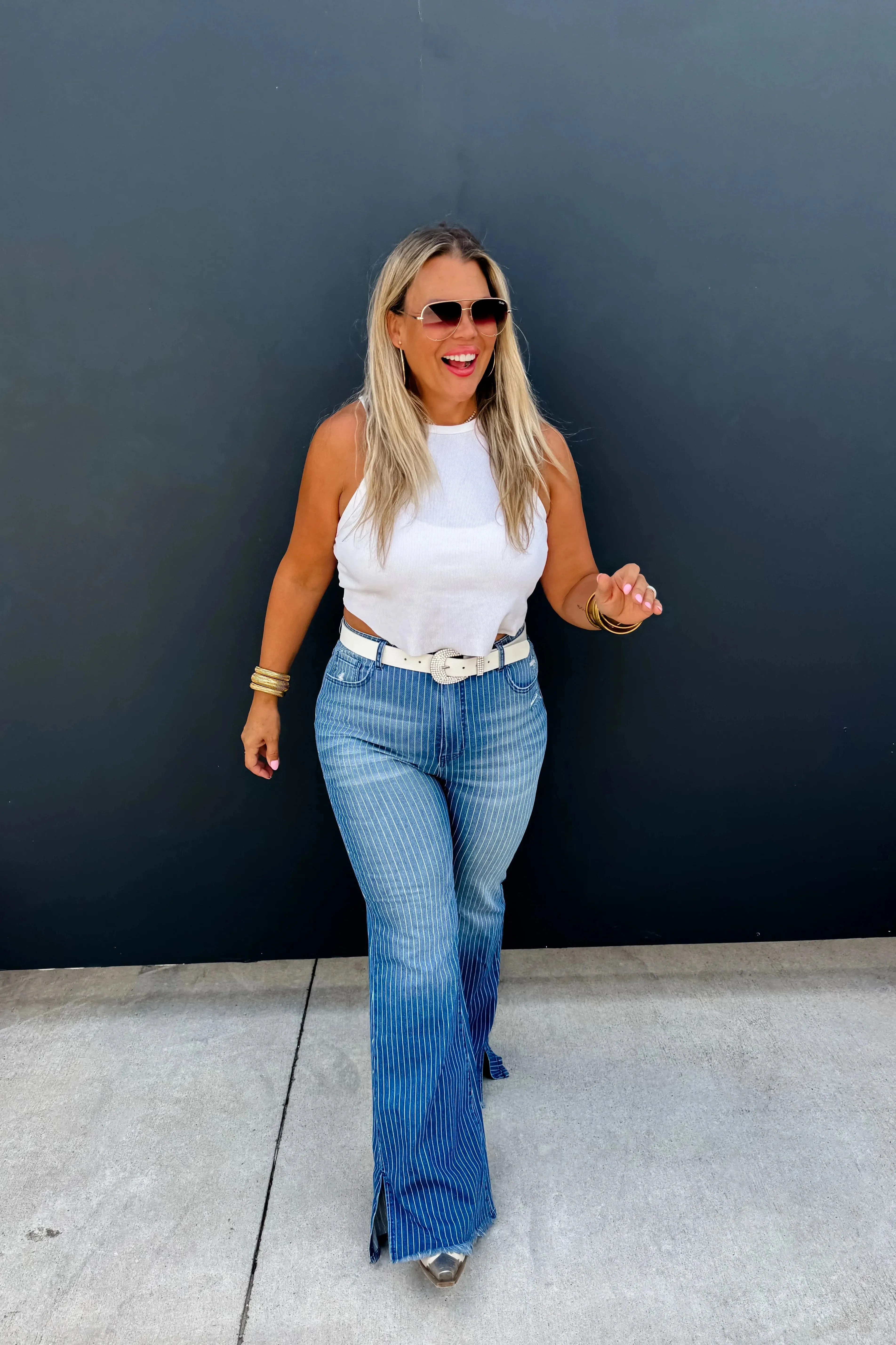 PREORDER: Take Sides Pinstripe Jeans