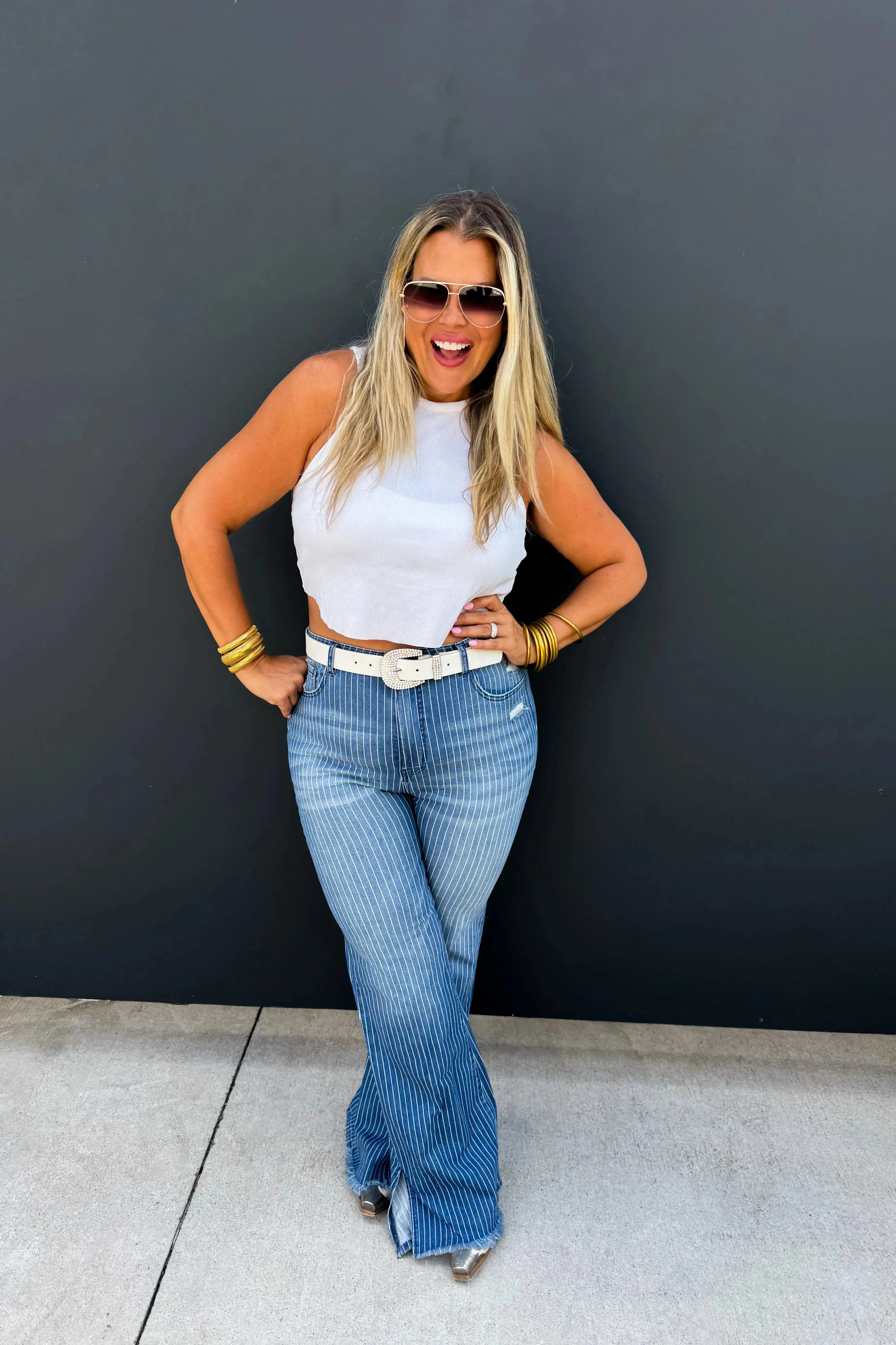 PREORDER: Take Sides Pinstripe Jeans