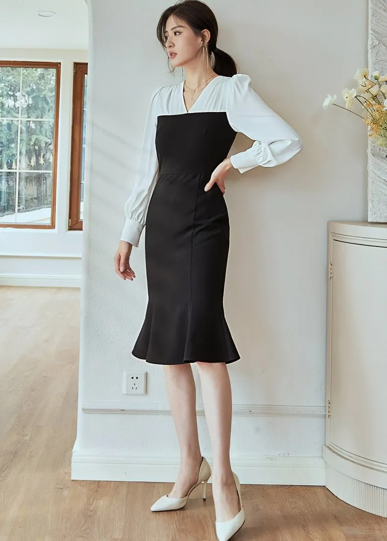 PUFF SLEEVE SWITCHED DRESS